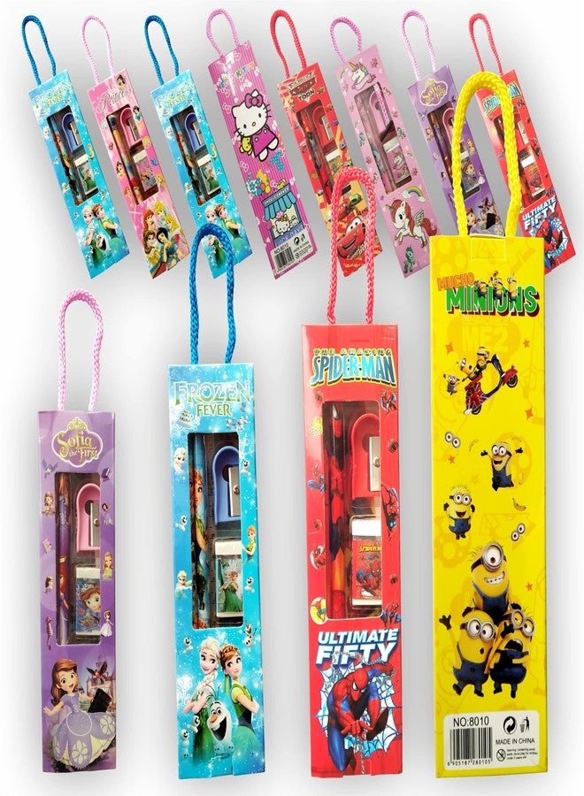 سنابترون مجموعة أدوات مكتبية متعددة الألوان برسومات كرتونية من سنابترون، 12 مجموعة، هدايا تذكارية للأطفال، هدايا حفلات أعياد الميلاد للأطفال، مجموعة كبيرة من 3 إلى 7 أعياد ميلاد للأطفال (12) - Image 1